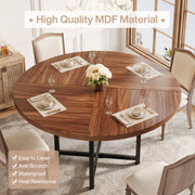 Modern Round Dining Table for 4-6, 120cm Circle Kitchen Table, Wood Dinner Table
