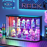 Small Rounded Display Cabinet with Glass Doors & RGB Lights for Action Figures