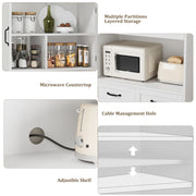 Kitchen Pantry Cupboard, 180 cm Tall Storage Cabinet with Countertop, 4-door
