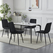 4X Dining Chairs Set Faux Suede Leather Padded Seat Metal Legs Kitchen Office