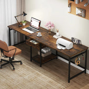 200 cm Extra Long Computer Desk, Double Writing Table Study Desk with 2 Drawers