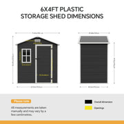 8x6 6x6 5x3 Plastic Garden Shed with Floor Window Lockable Door Wood Grain Grey