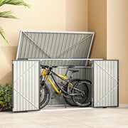 Outdoor Lockable Bike Shed Bicycle Tool Storage Box Garden Garbage Bin Shed GREY