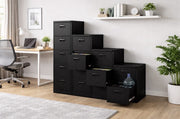 Black 2 Drawer Home Office Steel Filing Cabinet with Lockable Storage Cupboard