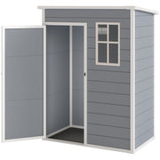 5' x 3' Garden Shed w/ Floor, Lockable Door, Window and Vent, Grey