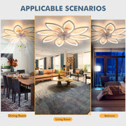 RGB LED Ceiling Fan Light Dimmable Chandelier Living Room Lamp W/ Remote Control