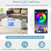 White Coffee Table !SALE! High Gloss LED RGB Storage Drawers 100cm Modern