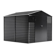 8X8.5 FT Metal Garden Shed Apex Roof With Double Doors Storage House Anthracite