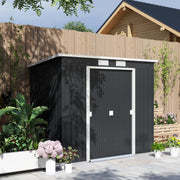 7 x 4ft Metal Garden Storage Shed w/ Double Door Dark Grey