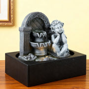 Feng Shui Water Feature Angel Indoor Tabletop LED Fountain Waterfall Home Decor