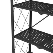 5 Tier Foldable Kitchen Metal Rack Warehouse Storage Shelving Unit With Wheels