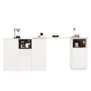 Kitchen Island Breakfast Bar Dining Table with Storage Cabinet Cupboard White