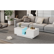 Led Coffee Table with 2 Drawer Storage, High Gloss Coffee Table for Living Room