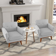 Modern Accent Chair Upholstered Linen Fabric Armchair w/ Cushion