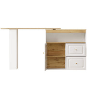 Kitchen Island w/ Extendable Table, Dining Table Rotating Sideboard Bar Cabinet