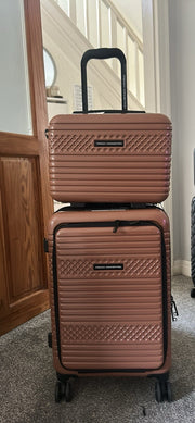 French Connection 2-Piece Brown Hard Shell Luggage Set, 4 Spinner, Telescopic