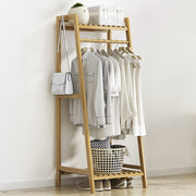 Heavy Duty Wooden Hanging Clothes Garment Rail Corner Open Wardrobe Storage Rack