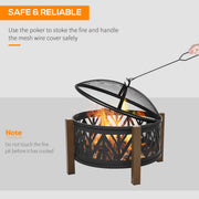 2-in-1 Outdoor Fire Pit Bowl with BBQ Grill Grate 30