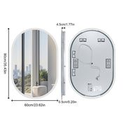 LUVODI LED Oval Bathroom Mirror Dimmable Inside Bluetooth Speaker Smart Mirror