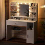 Dressing Table With 8 Shelves LED Mirror Set Makeup Desk Vanity Table Bedroom