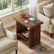 Modern Solid Wood Side Table Small Narrow End Table with Storage for Living Room