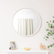 Large White Washed Wooden Round Wall Mirror - 80cm x 80cm