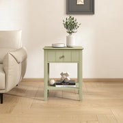 Pair Of Sage Green One Drawer Bedside Tables with Shelf - Padstowe Sage Green Ra