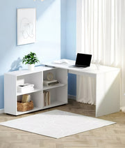 L-Shaped Corner Computer Desk Home Office Workstation with 4 Storage Shelves