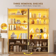 Display Cabinet with Glass Doors, Adjustable Shelves & LED Lights, Home Office