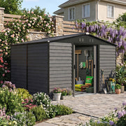 10x8ft Metal Garden Shed Large Outdoor Storage Tool Shed With Free Foundation
