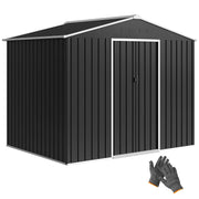 8 x 6ft Metal Garden Storage Shed with Double Door, Dark Grey