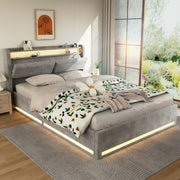 NEW LED OTTOMAN STORAGE PANEL PLUSH VELVET UPHOLSTERED BED FRAME DOUBLE SIZE