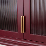 Mulberry Red Reeded Glass Wall Cabinet