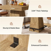 37.4'' H Square Bar Table Modern High Pub Table w/ Metal Footrest for Small Bars