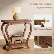 Narrow End Table with Storage, Modern 2-Tier Wooden Side Table for Small Spaces