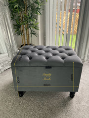 Midnight Blue Deeps Storage Ottoman Footstool Seating Bench Made In Uk