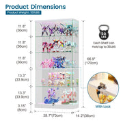 5 Tier Glass Display Cabinet with RGB Lights Lockable Curio Cabinet Display
