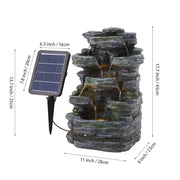 Outdoor Garden Water Feature Solar Powered Cascade Water Fountain With LED Light