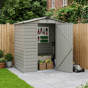 4 x 6FT Garden Shed Metal Apex Roof Tool Sheds Storage House with Lockable Door