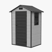 Small Plastic Garden Shed Apex with Floor Window Lockable Door Wood Grain Grey