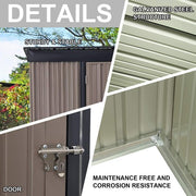 5 X 3FT Metal Garden Shed Outdoor Storage Cabinet House Box Pent Roof Lockable