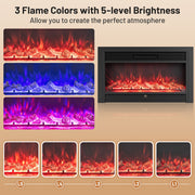 36-Inch Electric Fireplace with Adjustable Flame Colors-Black
