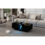 Led Coffee Table with 2 Drawer Storage, High Gloss Coffee Table for Living Room