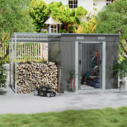 5.5 X 5.5FT Metal Garden Shed Tools Bikes Storage House Shelter with Side Canopy