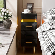 LED Bedside Table 3 Drawers Storage Cabinet Slim Nightstand w/Charging Station✅