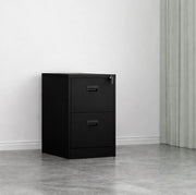 Black 2 Drawer Home Office Steel Filing Cabinet with Lockable Storage Cupboard