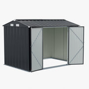 Garden Shed 10X7 Metal Apex Roof With Lockable Doors Outdoor Storage Tool House