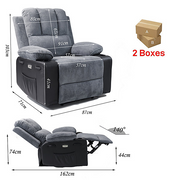 Massage Recliner Chair Grey !SALE! Heated 8 Point Footrest Cup Holders Velvet