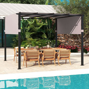 10x10 Flat Top Pergola Canopy with Retractable Shade Heavy Duty Metal Frame