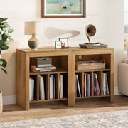 Modern Large Wood Record Player Stand with Vinyl Record Storage for Living Room